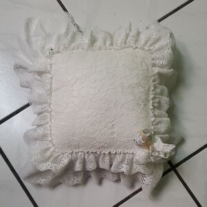 Brand new vintage square white lace decorative pillow